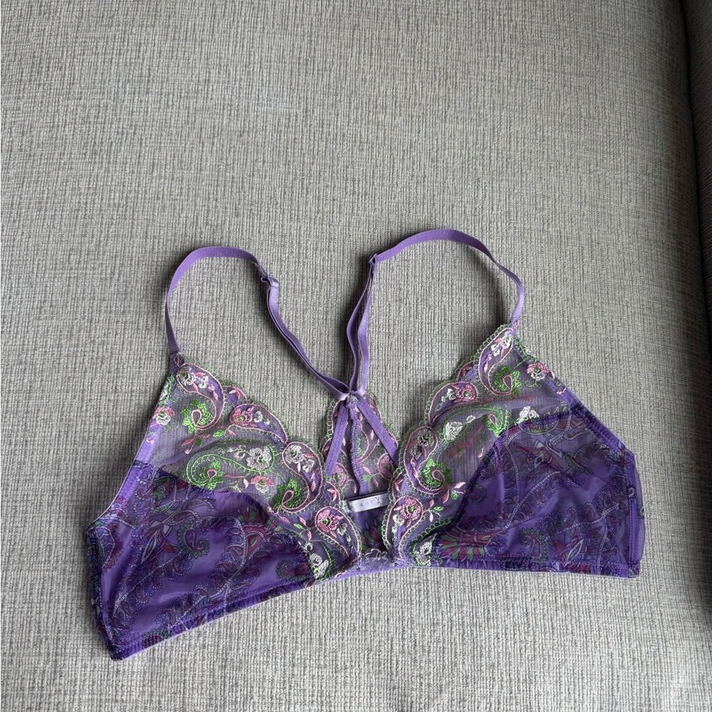 Savage X Fenty Purple and Green Lace Bralette